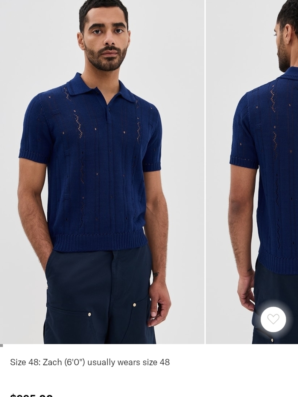 Marni Navy Blue Men's Short-Sleeve Zig Zag Knit Sweater Size 46 - Small New
